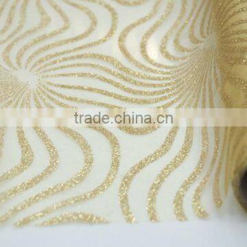 beautiful gold stamping organza fabric 021