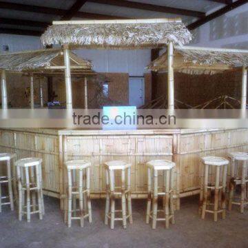 bamboo tiki bar with curved arc