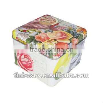 Delicate small square cosmetics plain tin case