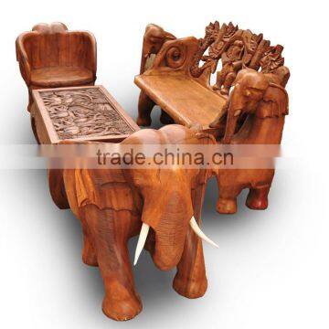 Southeast Asia Style Elephant Shape Wood Chair, Exquisite Handcarving Living Elephant Single Seater Chair (BF01-X1163) photo-6