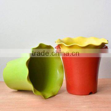 Home design biodegradable plant fiber lace colorful plastic flower pots