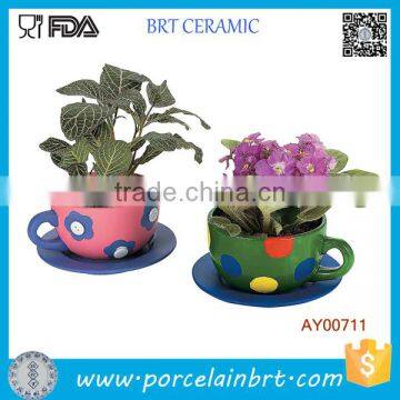 Teacup Plant Pots Ceramic Outdoor Large Flowerpot