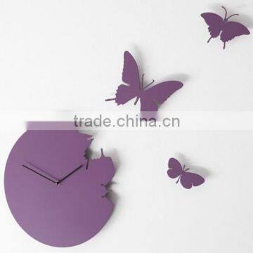 Purple Acrylic Butterfly Wall Clock