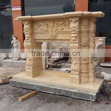 Beige Travertine Morden Indoor Used Decoration Marble Fireplace Mantel for Sale photo-2