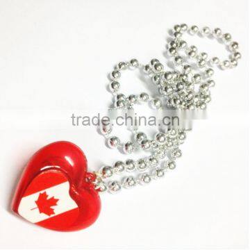 4th of July decoration customized flag printed heart pedant beads flashing necklace independence day