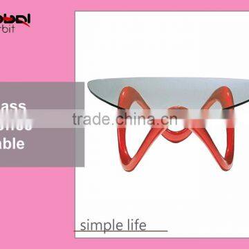 New Design Living Room Furniture Plastic Base With Glass Top Coffee Table