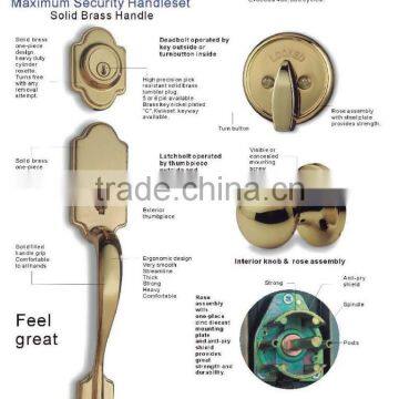 ANSI Grade 2 Brass Hotel Commercial Residential Door Lever Handleset Lock photo-2