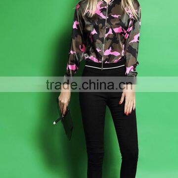 Guangzhou Clothing Women Camouflage Jacket Ladies Bomber Jacket Wholesale photo-3