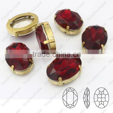 Factory Price DZ-3002 Decorative Lead Free Oval Light Siam Crystal Stone for Garment Accessories photo-2