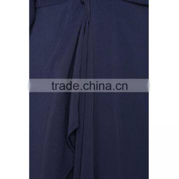 HAODUOYI Fashion Soild Navy Blue Short Women Jumpsuit Deep V-neck Long Sleeve Pleated Sexy Female Romper for Wholesale photo-5