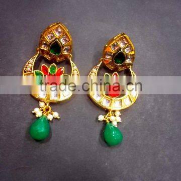 Indian Jewelry Ethnic Pearl Kundan Earrings photo-4