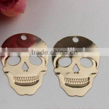 Metal skull pendant tag gold shoes&bag charms with top quality