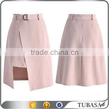 Latex Belted Split Hem open front A-line mini Skirt