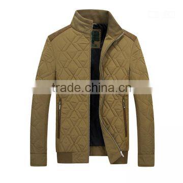 mens classic stand collar quilted jacket with elbow patch