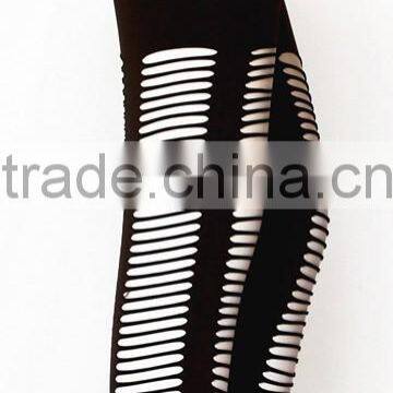 Sexy Seamless Mature Women Mesh Side Panels Legging photo-3