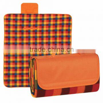 Roll-Up Picnic Blanket - Measures 52" x 47", Made From Polyester Fleece Plaid With Lining and Water-resistant PE Backing photo-3