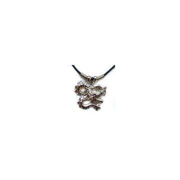 Pewter Silver Dragon Pendant Necklace