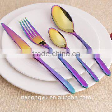 201 stainless steel plate knife fork spoon colorful tableware/nsqi fork knife spooon cultery /fancy dining tableware