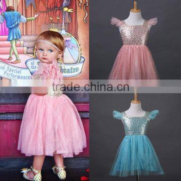 Toddler Dress Pattern Flower Natural Aqua Flutter Sleeve Girl Dress photo-2