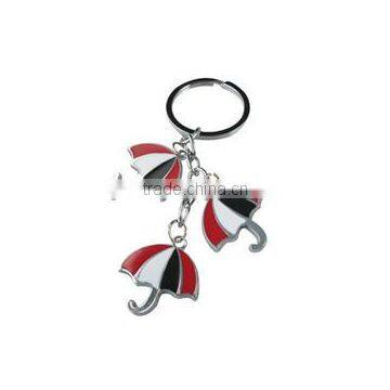 Newest hot sale Three-pieces enamel epoxy parachute charm key ring with silver plated