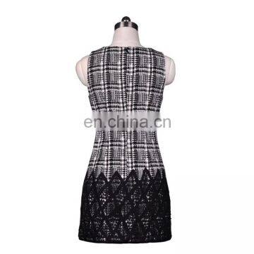OEM Clothing 2014 Fashion Lace Plaid Ladies Winter One Piece Dress