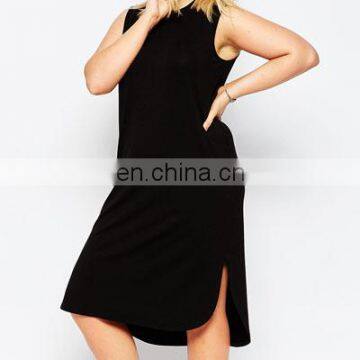 Sleeveless summer Woman plus size dress in black color