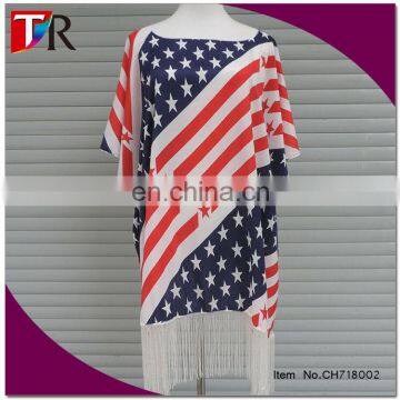 2016 USA national day lady summer beach dress USA beach shawl cape