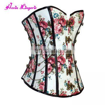 Wholesale Halloween Women Vintage Printed Underbust 14 Latex Corset photo-4