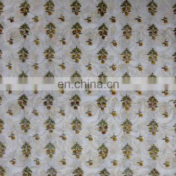 Indian Hand Block Printed Cotton fabric Floral Print Jaipuri Sanganeri Fabric