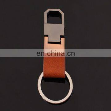 business blank leather keychain with double ring