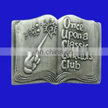custom book pewter lapel pin