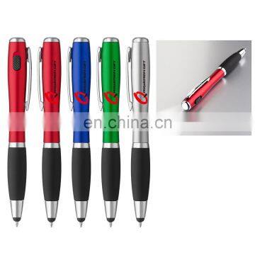 led ball pen with soft cushion rubber grip and capasitive stylus pen