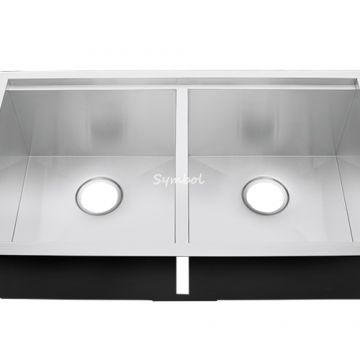 50/50 Double Bowl Undermount Kitchen Sink With Ledge