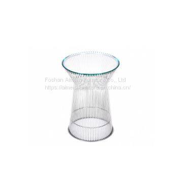 modern simple style stainless steel living room glass top tea table