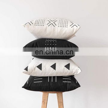 Wholesale Nordic Decorative Sofa Set 45x45 Cotton Black and White Block Print Cushion Cover