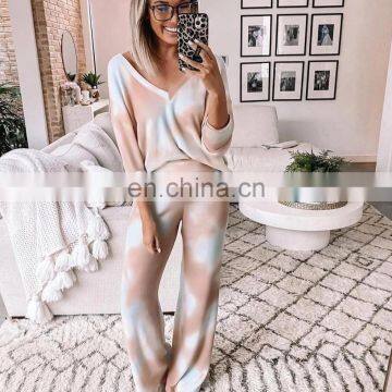 LAITE SET2082 comfortable tie dyed women's sleepwear  2piece women pajamas for women