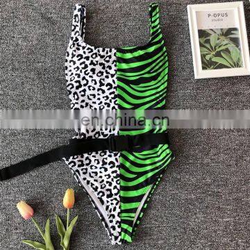 2019 Brown Tiger Leopard Print Sexy One Piece Swimsuit Women Push Up Swimwear Summer BeachWear Bathing Suit Monokini Bodysuit