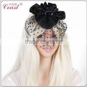 big decorative black chiffon hair flowers clip for adults