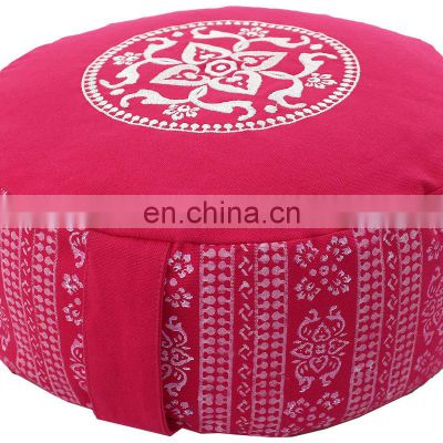 New embroidery design on side block printed best Meditation Cushion zafu Indian manufacturer