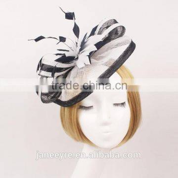 Wholesale Party/Church/Races White/Black Sinamay Base Fascinator Hat