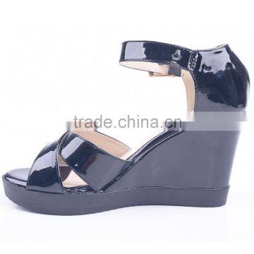 2016 New Style High Heel Platform Wedge Stylish Woman Sandals Cheap With Shiny Upper photo-4