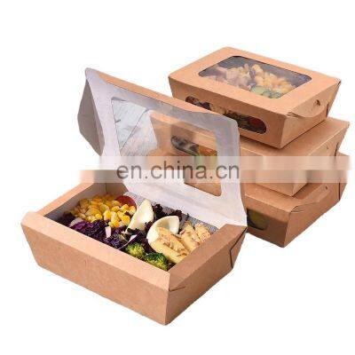 Sunkea Customized logo PE coated kraft paper salad box for food