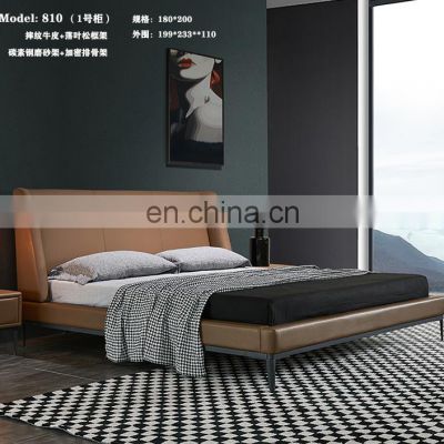 Modern Design Beds Luxury Wood  Camas Leather King Size Bed