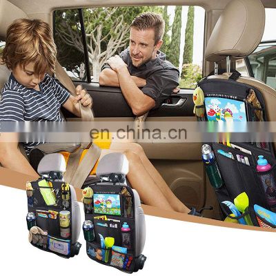 Autoaby Car Backseat Organizer with Touch Screen Tablet Holder + 9 Storage Pockets Kick Mats Car Seat Back Protectors