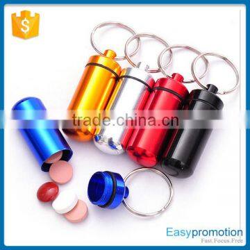Hot promotion aluminum pill bottle keychain wholesale