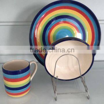 Round Striped Stoneware Dinner Set, Tableware Dinner Set, China Supplier Handprinted Stoneware photo-4