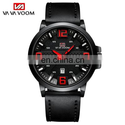 VAVA VOOM VA-217 Men Simple Charm Leather Strap Watches Quartz Casual Analog Display Fashion Man Watch