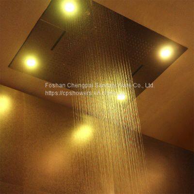 Multi-color showerhead stainless steel sanitray showerhead with multi-function rainfall waterfall rain curtain