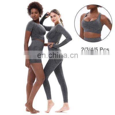 Tiktok Hot Sale Seamless Yoga & Pilates 2/3/4/5 Piece Gym Fitness Sets Clothing For Women Fabletics Powerhold Ectiva Sportswear