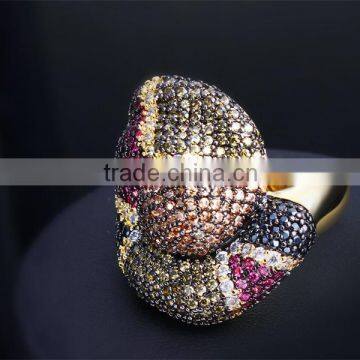 Grand Luxury Multi Color Snake Design Chunky Jewelry Bijoux Cocktail Party Ring photo-3